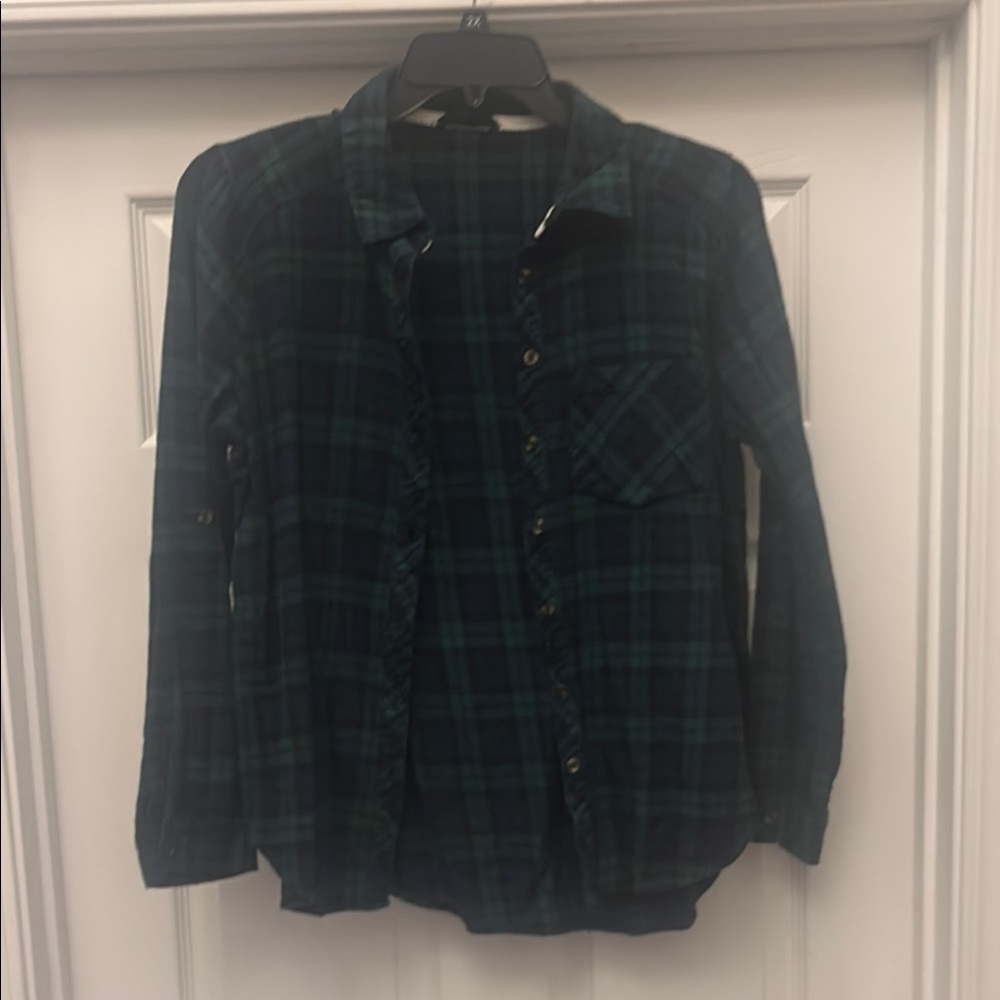 Socialite Dark Green and Navy Plaid Shirt